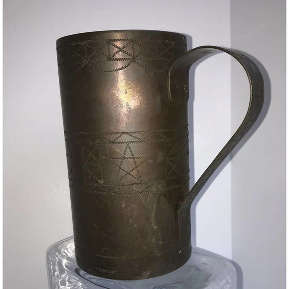 Trench-art Mug With Engraved Stars And Design Unsure Of The Origin Or Maker - Picture 2 of 10